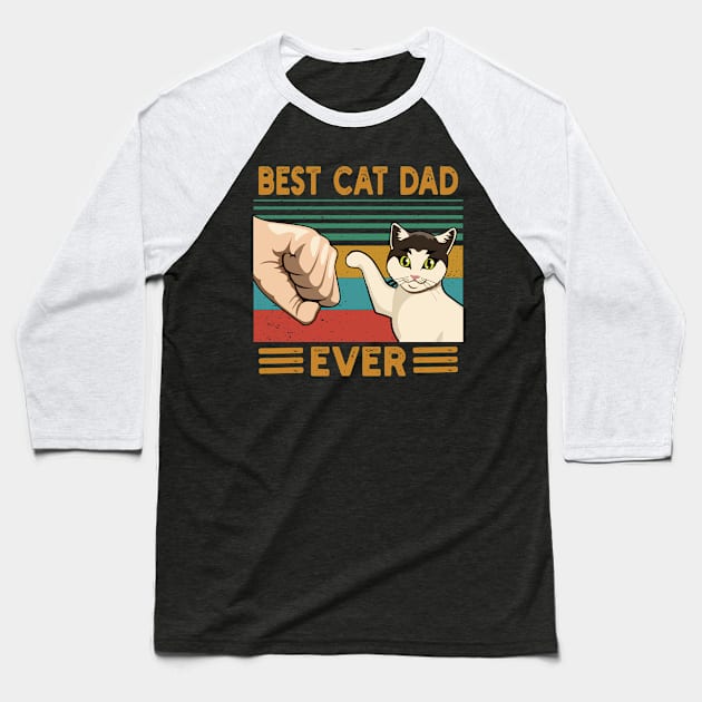 Best Cat Dad Ever Fist Bump Baseball T-Shirt by Green Splash